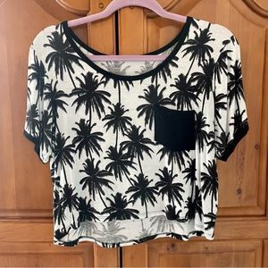 Black and white palm tree half shirt